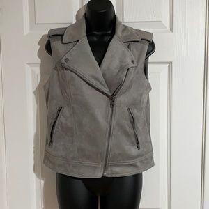 Philosophy Faux Leather Gray Moto Style Zip Vest Sz S